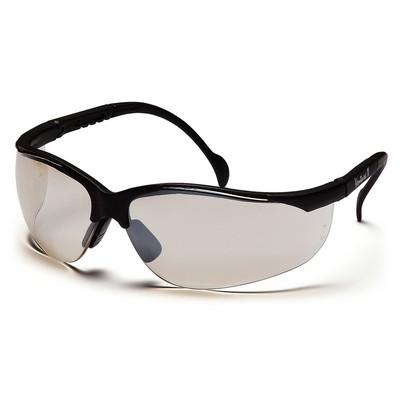 Venture II Safety Glasses, Black Frame with Indoor/Outdoor Mirror Anti-Fog Lens